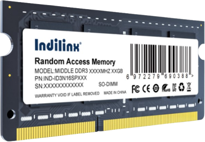  8Gb  Indilinx IND-ID3N16SP08X, SO-DIMM, DDR3, PC12800, 1600MHz, CL11, 1.5V 