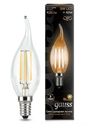   Gauss LED Filament Candle tailed E14 5W 2700K