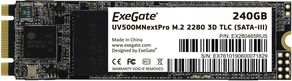  SSD 240Gb Exegate NextPro (UV500TS240)  SSD, M.2, 240 , SATA-III, : 561 /, : 500 /, TLC