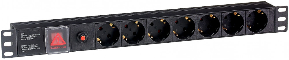���� ������� Exegate PDU-19H702 Al-7S-C14-SW-O, 19",1U,����, 7Sch, �14, ������ �� ���������� (EX280837RUS)