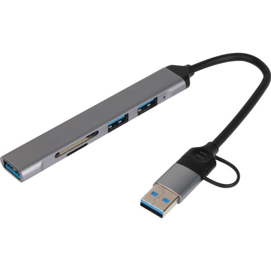 Разветвитель USB c картридером VCOM DH297 5в1 Type-C