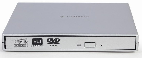Внешний оптический привод Gembird DVD-USB-02 Silver RTL DVD-RW, внешний, USB 2.0, скорость записи CD: 24x, DVD: 8x, серебристый