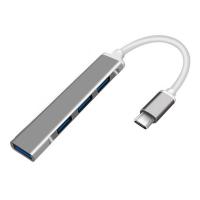 ORIENT CU-323, Type-C USB 3.0 (USB 3.1 Gen1)/USB 2.0 HUB 4 порта: 1xUSB3.0 + 3xUSB2.0, USB штекер тип С, алюминиевый корпус, серебристый