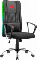 Игровое кресло DEFENDER TOTEM чёрное (экокожа, сетка, RGB подсветка, USB)