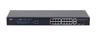 DAHUA 16-портовый гигабитный управляемый коммутатор с PoE, уровень L2Порты: 16 RJ45 10/100/1000Мбит/с (PoE/PoE+/Hi-PoE/IEEE802.3bt), 2 комбинированных SFP/RJ45 (uplink); мощность PoE: порты 1~2 до 90