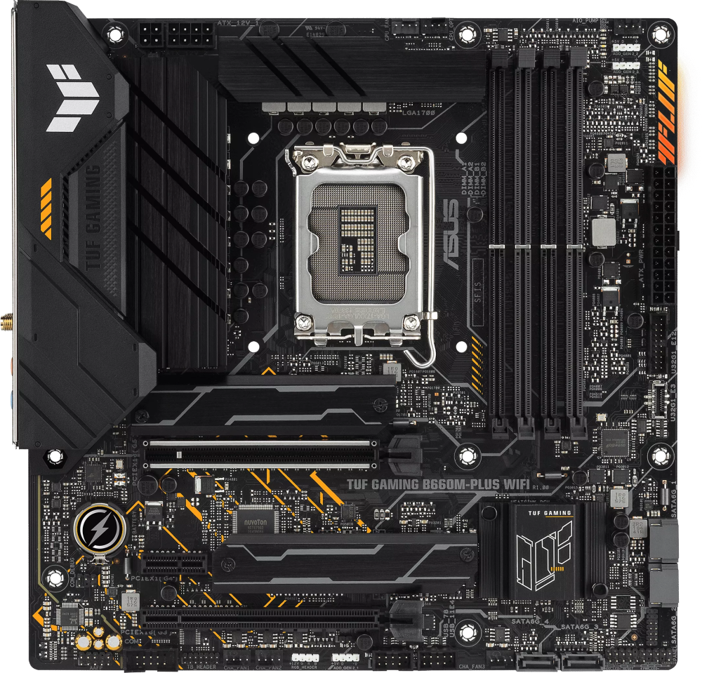   ASUS TUF GAMING B660M-PLUS WIFI Socket 1700, Intel B660, 4xDDR5, PCI-E 5.0, 2500 /, Wi-Fi, Bluetooth, USB 3.2 Gen1, 4xUSB 3.2 Gen2, USB 3.2 Gen2x2 Type-C, HDMI, DisplayPort, , mATX