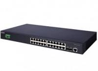 ���������� 24 x GE + 2 x 10G SFP+ ports L2+ Switch, Fan-less design, 6KV Surge Protection, AC(Rear)+DC(Front) Power Edge-corE 4