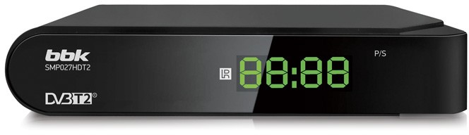 ТВ-тюнер BBK SMP027HDT2 Black DVB-T, DVB-T2, поддержка режима 1080p, воспроизведение файлов, выход HDMI, пульт ДУ