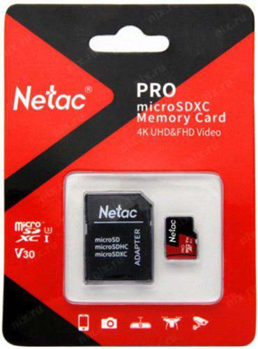   32Gb MicroSD Netac P500 Extreme Pro + SD  (NT02P500PRO-032G-R), retail 