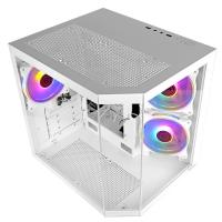 Корпус Ginzzu V290 mATX кубик, 3x12см FRGB FAN закаленное стекло  Белый