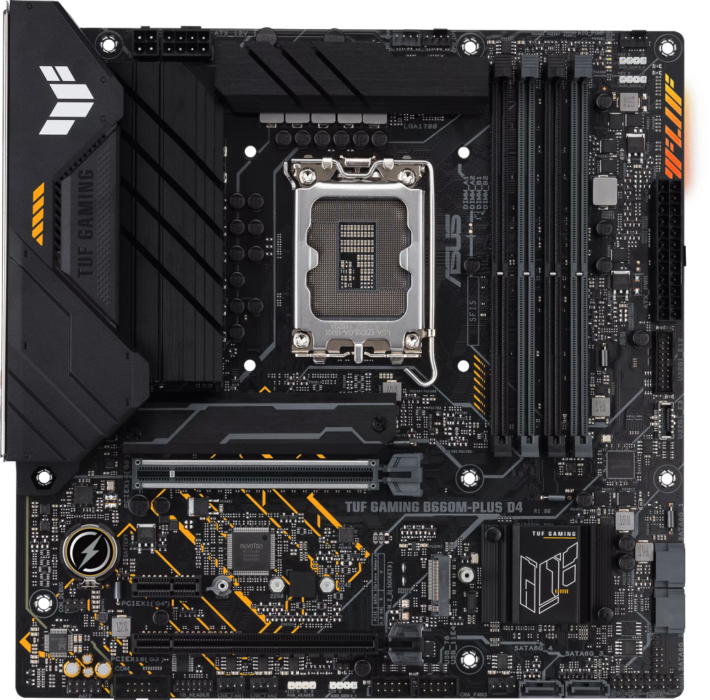   ASUS TUF GAMING B660M-PLUS D4 Socket 1700, Intel B660, 4xDDR4, PCI-E 5.0, 2500 /, USB 3.2 Gen1, 4xUSB 3.2 Gen2, USB 3.2 Gen2x2 Type-C, HDMI, DisplayPort, , mATX