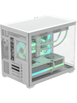 ������ Formula V Line Crystal U2M Floe White, MATX, TYPE-C*1, USB3.0*1, Curved Glass, SIDE 2x FLOE ARGB, REAR 1x FLOE ARGB