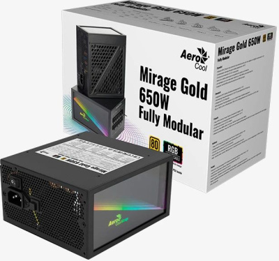 ���� ������� AeroCool Mirage Gold 650W Fully Modular 80+Gold, APFC, 120mm fan, ARGB, 4711099472581