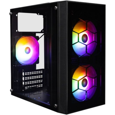 ������ 1STPLAYER FIREBASE X1 Black / mATX / 3x120mm LED fans / X1-BK-3F1