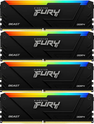 ������ ����������� Kingston 64GB 3200MT/s DDR4 CL16 DIMM (Kit of 4) FURY Beast RGB (KF432C16BB2AK4/64)