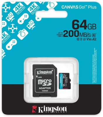 ���� ����� microSDXC 64GB Kingston SDCG4/64GB Canvas Go! Plus + adapter