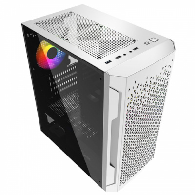 ������ Powercase Mistral Micro Z3W Mesh LED, Tempered Glass, 2x 140mm + 1� 120mm 5-color fan, �����, mATX (CMIMZW-L3)