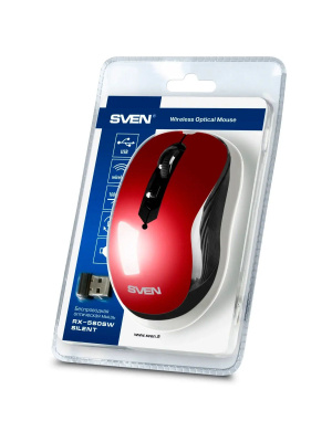 ���� ������������ SVEN RX-560SW red (USB, ����������,�������. ��.5+1��. 1600dpi, Soft Touch) (SV-017071)