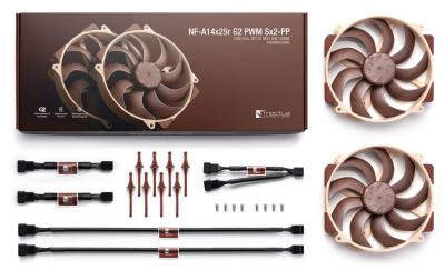 �e��������� ��� ������� Noctua NF-A14x25r G2 PWM Sx2-PP (NF-A14x25r G2 PWM Sx2-PP) - 140mm 2 ��, 1500 ��/���, 24.8 ��, 4-pin PWM