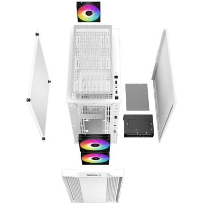 ������ DeepCool CC360 WH ARGB ��� ��, ������� ���� (���������� ������), �����, mATX