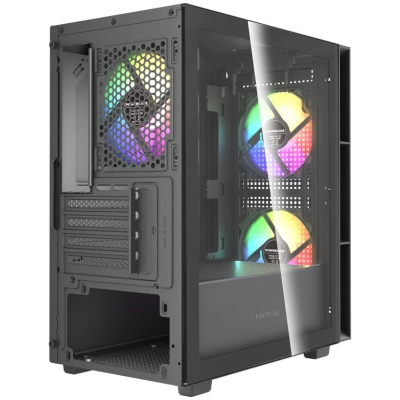 ������ Powercase Mistral SM05 ARGB, Tempered Glass, 3x120mm ARGB PWM fans, ������, mATX  (CMMSM05B-A3)