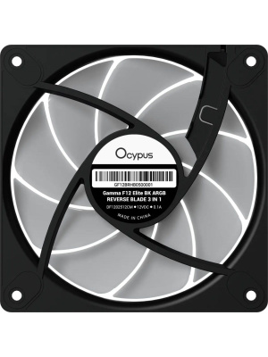 ����� ��� ������� Ocypus Gamma F12 Elite BK ARGB REVERSE BLADE (120x120x25mm, 4-pin PWM, ARGB, 56CFM, 26dBA, 1800RPM, Black)