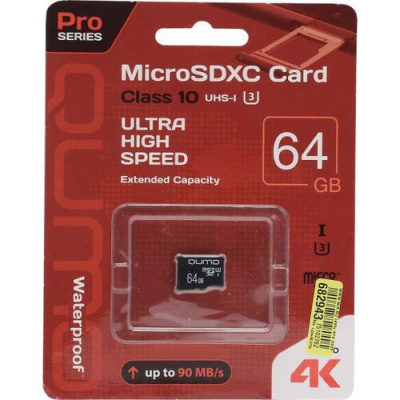 ����� ������ Micro SecureDigital 64Gb  QUMO QM64GMICSDXC10U3NA 