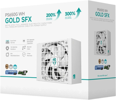 ���� ������� Deepcool GAMERSTORM PS650G WH (SFX 4.1, ATX 3.1, 650W, Full Cable Management, 92mm fan, Cybenetics Platinum / PPLP Gold, Active PFC + Half Bridge SRL LLC + DC/DC, Full Japanese Capacitors, Gen5 PCIe, �����) RET