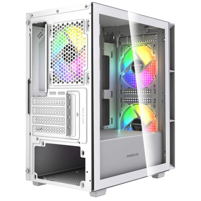 ������ Powercase Mistral SM05 ARGB, Tempered Glass, 3x120mm ARGB PWM fans, �����, mATX  (CMMSM05W-A3)