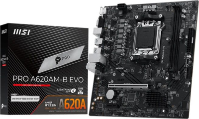 ����������� ����� MSI PRO A620AM-B EVO, Socket AM5, AMD A620A, mATX, Ret