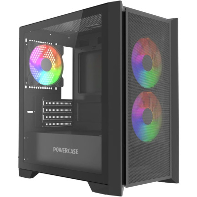 ������ Powercase Alisio Micro Z3B ARGB V2, Tempered Glass, 3x 120mm ARGB fan, ������, mATX  (CAMZB-A3-V2)