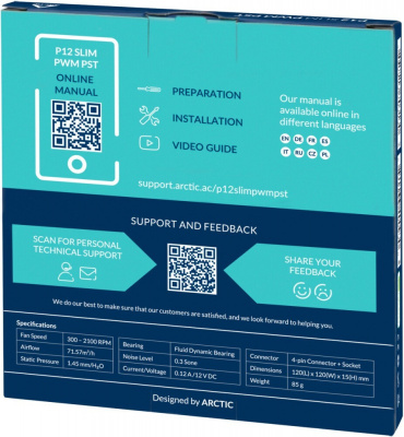 ���������� ��� ������� Arctic Cooling P12 Slim PWM PST