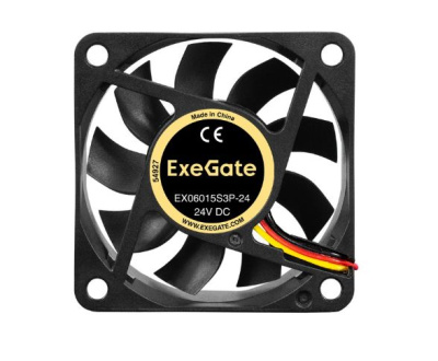 Exegate EX297075RUS ���������� 24� DC ExeGate EX06015S3P-24 (60x60x15 ��, Sleeve bearing (��������� ����������), 3pin, 4800RMP, 34,1dBA)