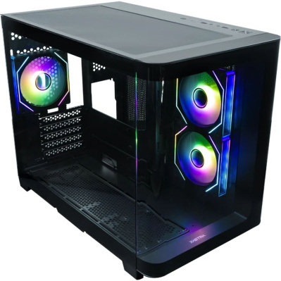 ������ XASTRA QR500M 3ARGB C10-UC Black mATX/Aquarium/ 2 Curve Glass /3x120mm ARGB PWM FM fans/ Argb+PWM HUB 10port /Type-C/ QR500M-3FM12A-C10-UC