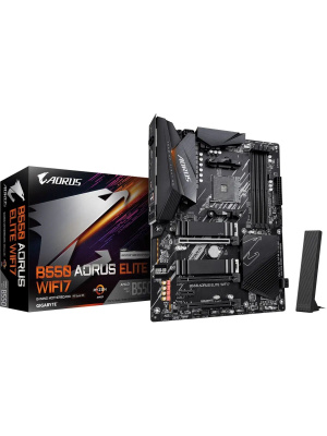 ����������� ����� Gigabyte B550 AORUS ELITE WIFI7 Soc-AM4 AMD B550 4xDDR4 ATX AC`97 8ch(7.1) 2.5Gg RAID+HDMI+DP