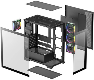 ������ DeepCool CG580 4F V2 Black, Midi-Tower, ��� ��, ������ R-CG580-BKADA4-G-2
