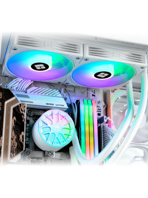 ������� ����������� ���������� Thermalright Aqua Elite 240 V6 (240mm, White, ARGB/ Fans: 2x120mm, 70.84CFM, 29.8dBA, 2000RPM/ Pump height 53.5mm, 2800RPM, Rad thickness 27mm/ S: 1700, 1200, 1851, 115X, AM5, AM4)