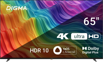 ��������� LED Digma 65" DM-LED65UBB33 ������.�� Frameless ������ 4K Ultra HD 60Hz DVB-T DVB-T2 DVB-C DVB-S DVB-S2 USB WiFi Smart TV