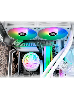 ������� ����������� ���������� Thermalright Aqua Elite 240 V6 (240mm, White, ARGB/ Fans: 2x120mm, 70.84CFM, 29.8dBA, 2000RPM/ Pump height 53.5mm, 2800RPM, Rad thickness 27mm/ S: 1700, 1200, 1851, 115X, AM5, AM4)