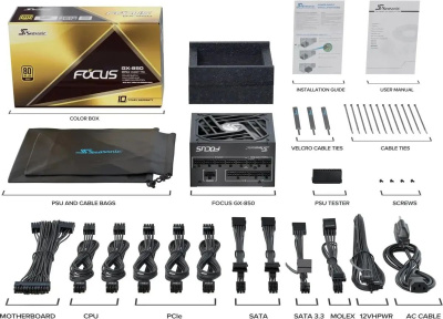 ���� ������� Seasonic Focus GX-850, 850��, 80 PLUS GOLD, 135��, ������, retail (GX-850 V4 SRP-FGX851-A5A32SF)