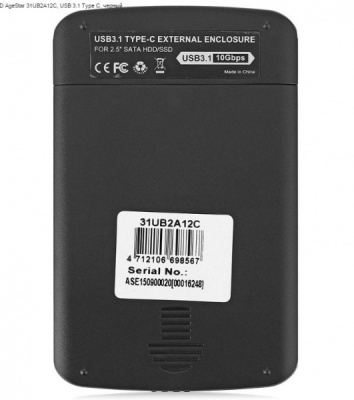 ������� ������ ��� HDD 2.5" AgeStar 31UB2A12C USB3.1 TYPE-C �������/�������� ������
