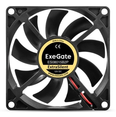 Exegate EX295236RUS ���������� 12� DC ExeGate ExtraSilent ES08015B2P (80x80x15 ��, 2-Ball (������� ���������������), 2pin, 1700RPM, 17dBA)