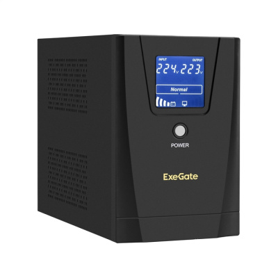 ��� ExeGate SpecialPro Smart LLB-1600.LCD.AVR.2SH.3C13.USB  1600VA/950W, LCD, AVR, 2 � Schuko+3 � C13, USB, �����.������, ������������� ������, Black