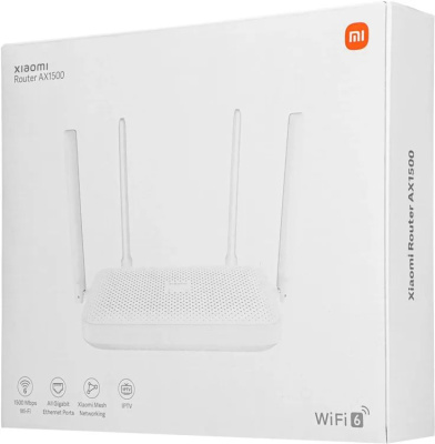 Wi-Fi ������ Xiaomi AX1500 EU, Wi-Fi 6, AX1500, 2.4/5���, 4 WAN/LAN, ����� (DVB4412GL)