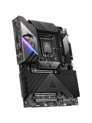 ����������� ����� MSI MEG Z890 UNIFY-X Z890, LGA1851, 2*DDR5, 3*PCIEx16, 1*PCIEx1, 6*M.2, 2*TypeC, 8*USB3.2Gen2, 4*USB3.2Gen1, 8*USB2.0, 6*SATA3.0, 5G, 2*Type-C(DP), ATX, RTL