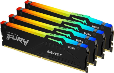 ������ ����������� Kingston 64GB 5200MT/s DDR5 CL40 DIMM (Kit of 4) FURY Beast RGB XMP (KF552C40BBAK4-64)