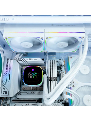 ��� Thermalright Frozen Horizon 240 Digital (240mm, LED temp., White, ARGB/ Fans: 2x120mm, 68.9CFM, 28.2dBA, 2000RPM/ Pump height 53.2mm, Rad thickness 27mm/ S: 1700, 1200, 1851, 115X, AM5, AM4)