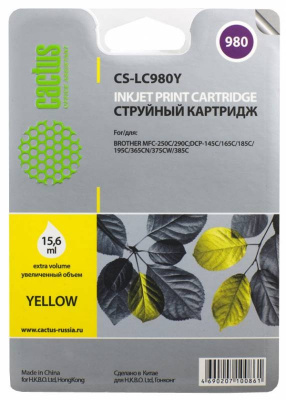 �������� �������� Cactus CS-LC980Y ������ ��� Brother DCP-145C/165C MFC-250C/290C (16ml)