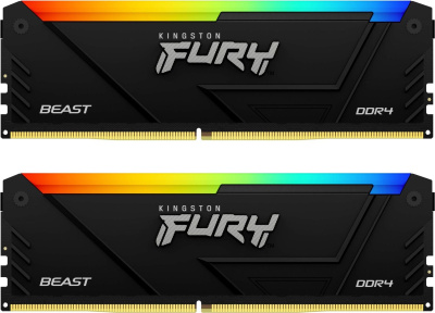 ������ DDR 4 DIMM 32Gb PC25600, 3200Mhz, Kingston FURY Beast Black RGB (Kit of 2), CL16 KF432C16BB12AK2/32