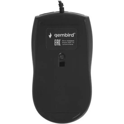 Gembird MOP-110 Black {����, USB, ������, 3 ������,  1000 DPI, ������ 1.8�}